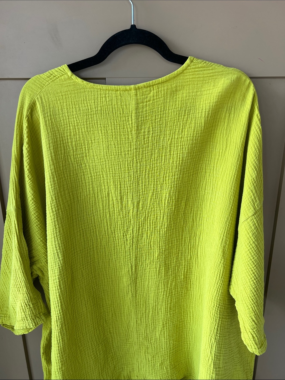bryn Walker Chartreuse Green Gauze Textured V-Neck Tunic - Picture 8 of 8